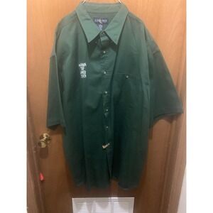 Luna Pier Men's Green Short Sleeve Button Up Embroidered Shirt 3XL 100% Cotton